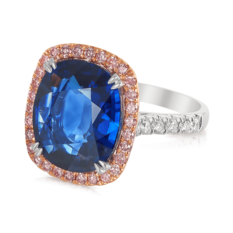 Vault 9.50 Carat Madagascar Sapphire and Pink Diamond Ring Hardy Brothers 