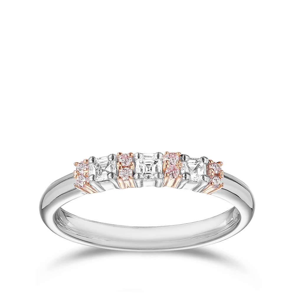 Argyle Pink Diamond and Asscher Cut White Diamond Fancy Band Hardy Brothers Jewellers