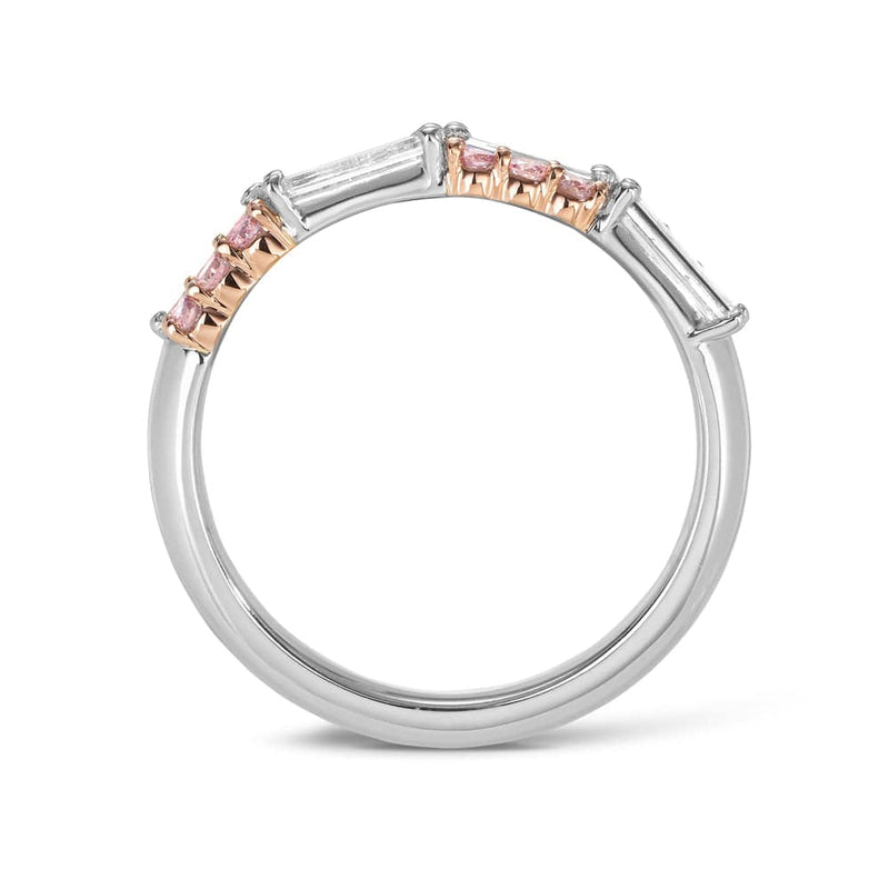 Argyle Pink Diamond and Baguette Cut White Diamond Battenberg Band Hardy Brothers Jewellers