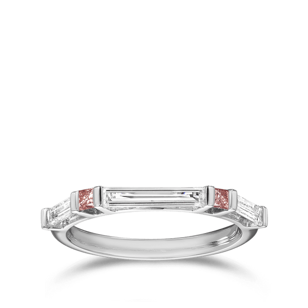 Argyle Pink Diamond and Baguette Cut White Diamond Fancy Band Hardy Brothers Jewellers