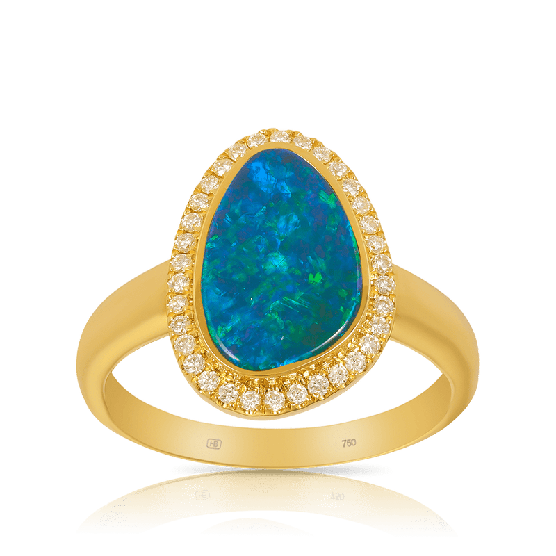 Australian Opal and Diamond Ring Hardy Brothers Jewellers