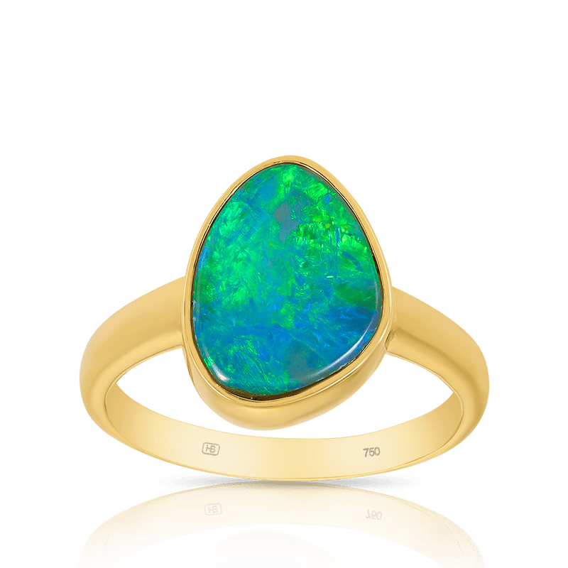 Australian Opal Ring in 18ct Yellow Gold Hardy Brothers Jewellers