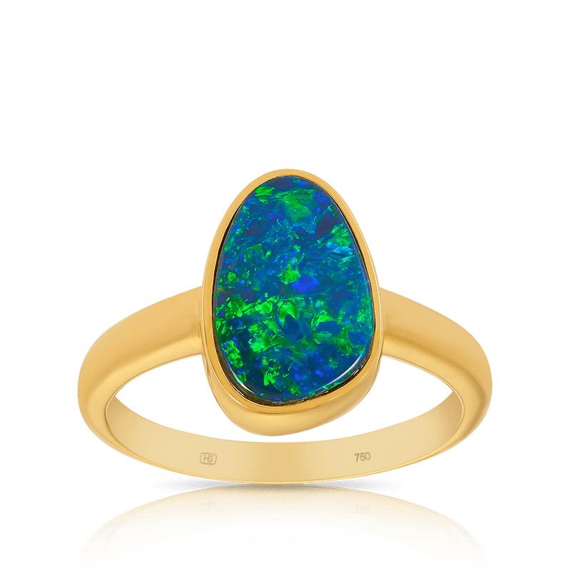 Australian Opal Ring in 18ct Yellow Gold Hardy Brothers Jewellers