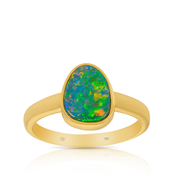 Australian Opal Ring in 18ct Yellow Gold Hardy Brothers Jewellers