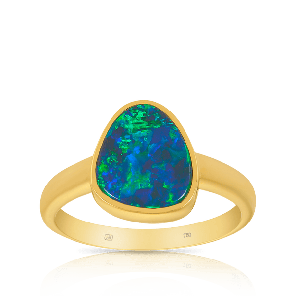 Australian Opal Ring in 18ct Yellow Gold Hardy Brothers Jewellers