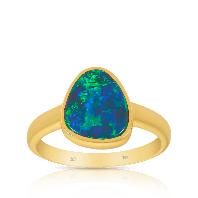 Australian Opal Ring in 18ct Yellow Gold Hardy Brothers Jewellers