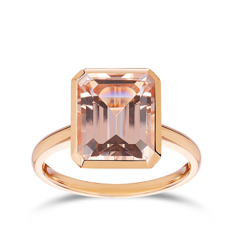 Bezel Set Morganite Ring in 18ct Rose Gold Hardy Brothers 