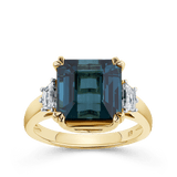 Blue Green Tourmaline and Diamond Ring in 18ct Yellow Gold  Hardy Brothers Jewellers