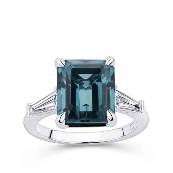 Blue Tourmaline and Diamond Ring in 18ct White Gold Hardy Brothers 