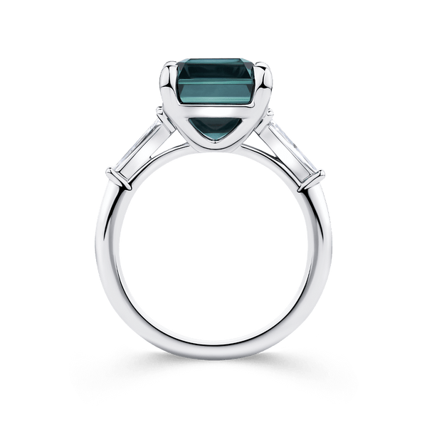 Blue Tourmaline and Diamond Ring in 18ct White Gold Hardy Brothers 