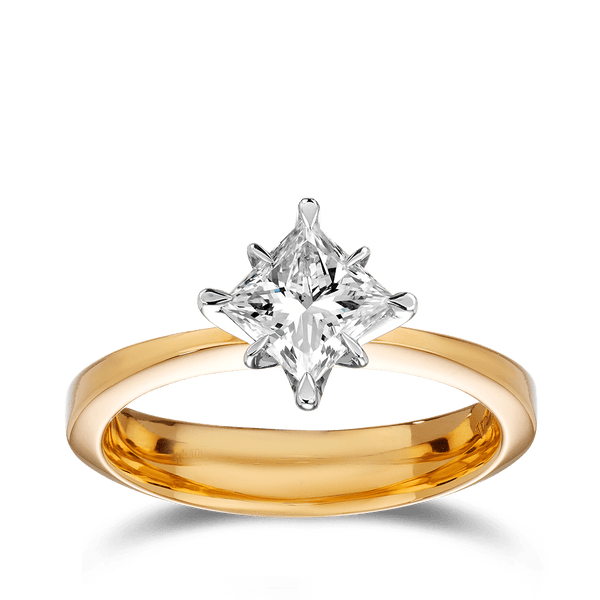 Celestial 1.00 Carat Princess Cut Engagement Ring in 18ct Yellow Gold Hardy Brothers