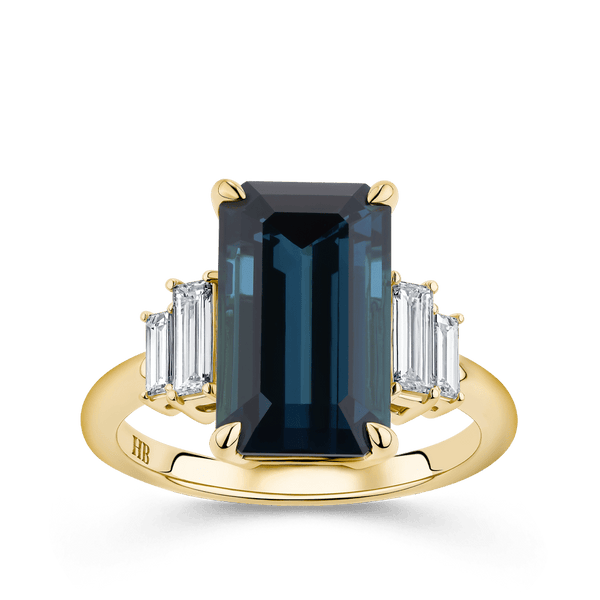 Indicolite and Diamond Ring in 18ct Yellow Gold Hardy Brothers Jewellers