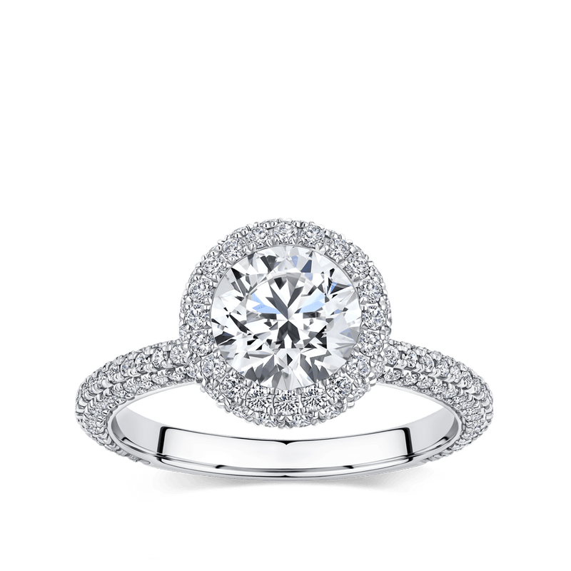 Raffiné 1.50 Carat Halo Engagement Ring in 18ct White Gold Hardy Brothers 