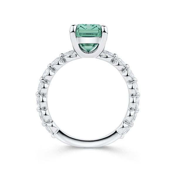 Neon Lagoon Tourmaline and Diamond Ring in 18ct White Gold Hardy Brothers Jewellers