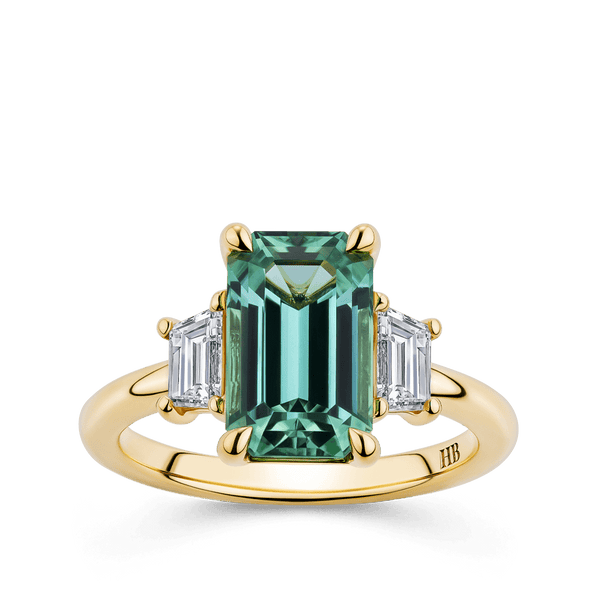 Neon Lagoon Tourmaline and Diamond Ring in 18ct Yellow Gold Hardy Brothers 