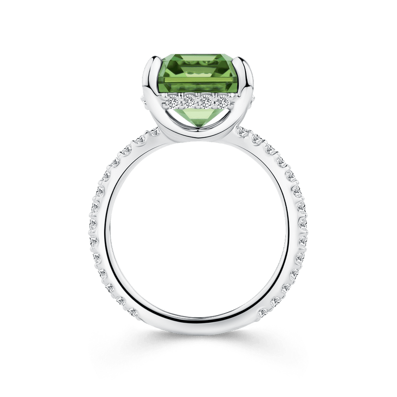 Neon Mint Tourmaline and Diamond Ring in 18ct White Gold Hardy Brothers 