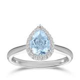 Pear Cut Aquamarine and Diamond Halo Ring Hardy Brothers Jewellers