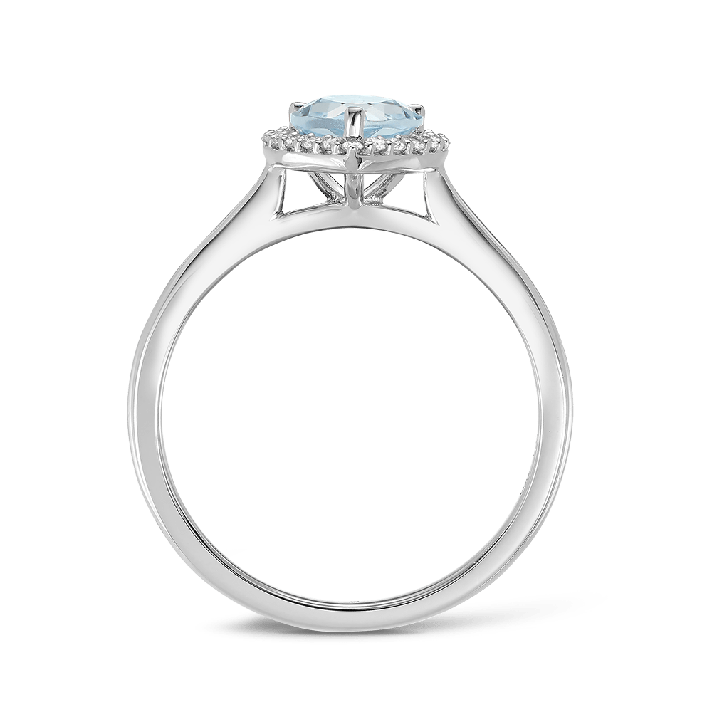 Pear Cut Aquamarine and Diamond Halo Ring Hardy Brothers Jewellers