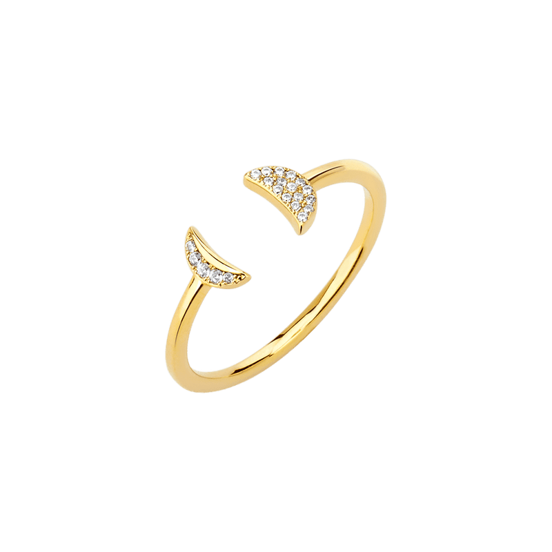 Phase Double Crescent Diamond Ring in 14ct Yellow Gold Hardy Brothers Jewellers