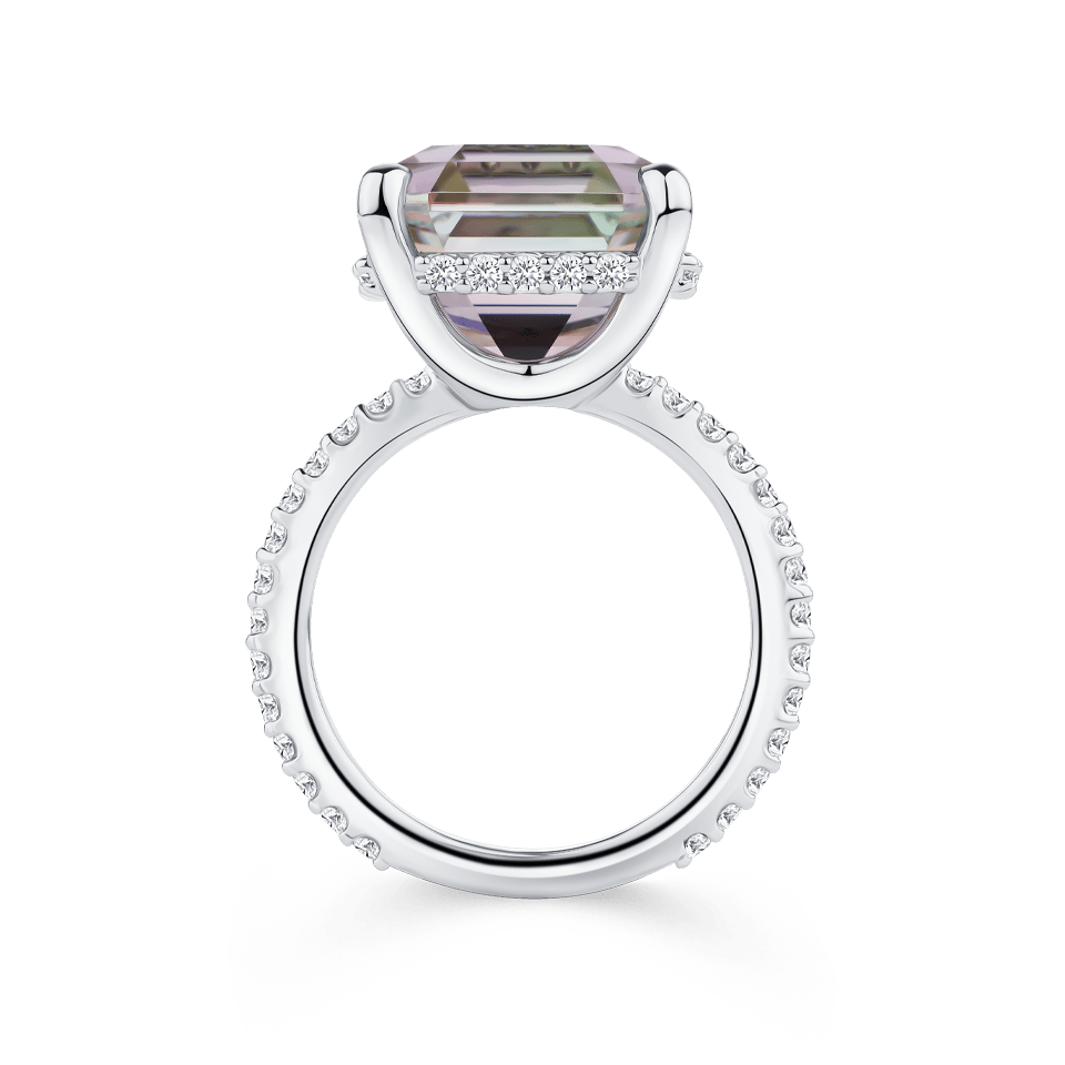 Pink Bi-Colour Tourmaline and Diamond Ring in 18ct White Gold Hardy Brothers 
