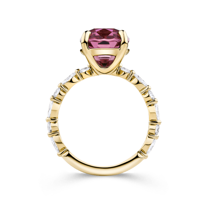 Pink Tourmaline and Diamond Ring in 18ct Yellow Gold Hardy Brothers 