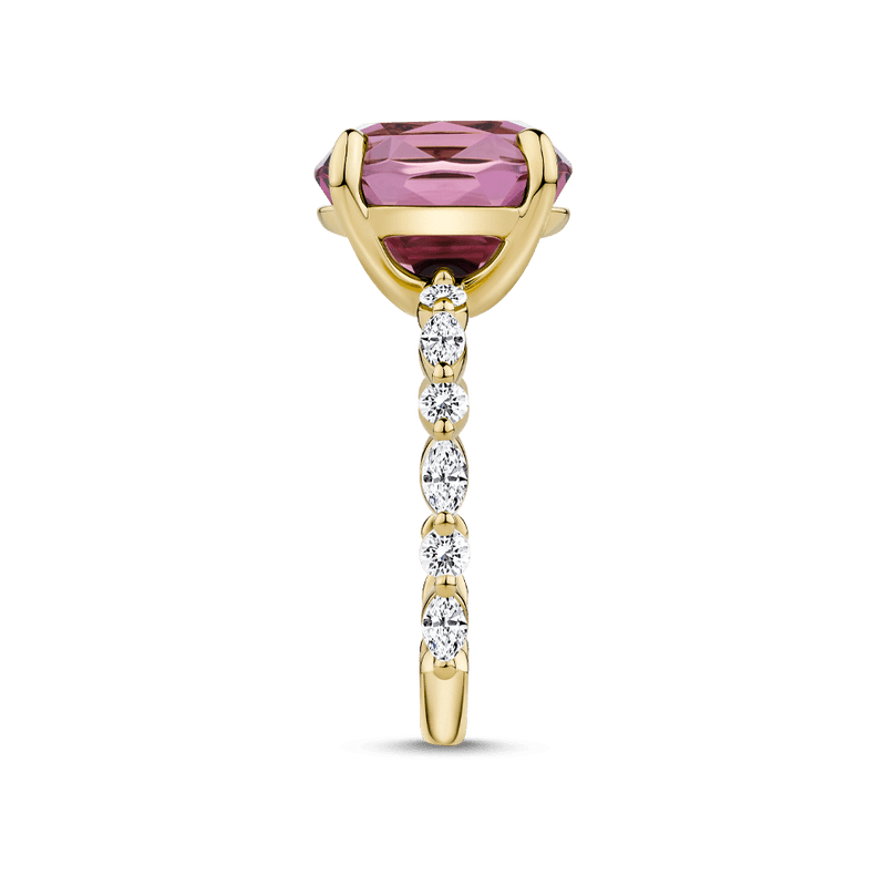 Pink Tourmaline and Diamond Ring in 18ct Yellow Gold Hardy Brothers 