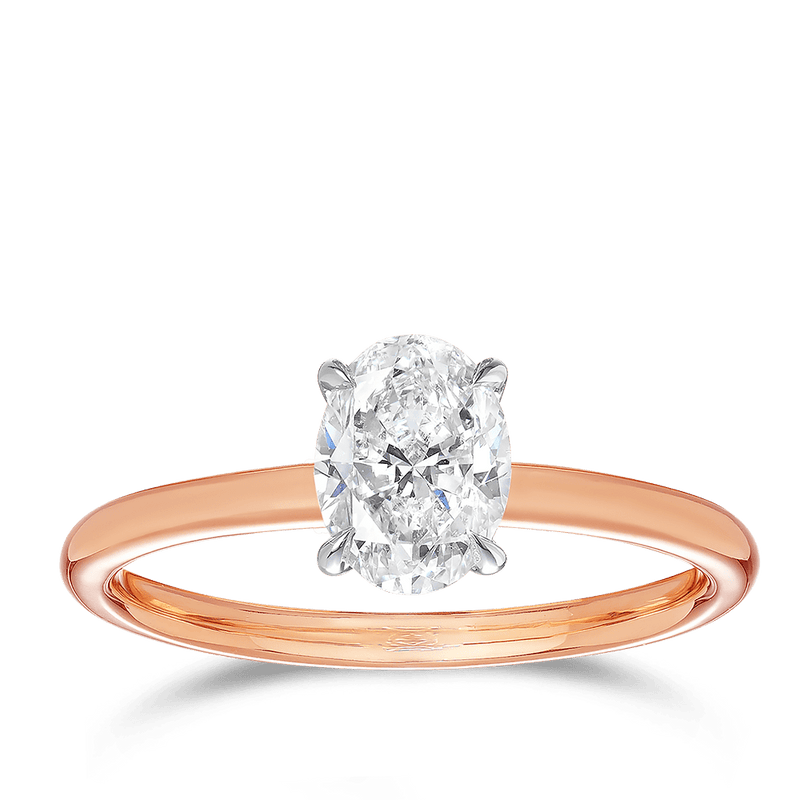 Raffiné 1.00 Carat Oval Solitaire Engagement Ring in 18ct Rose Gold Hardy Brothers 