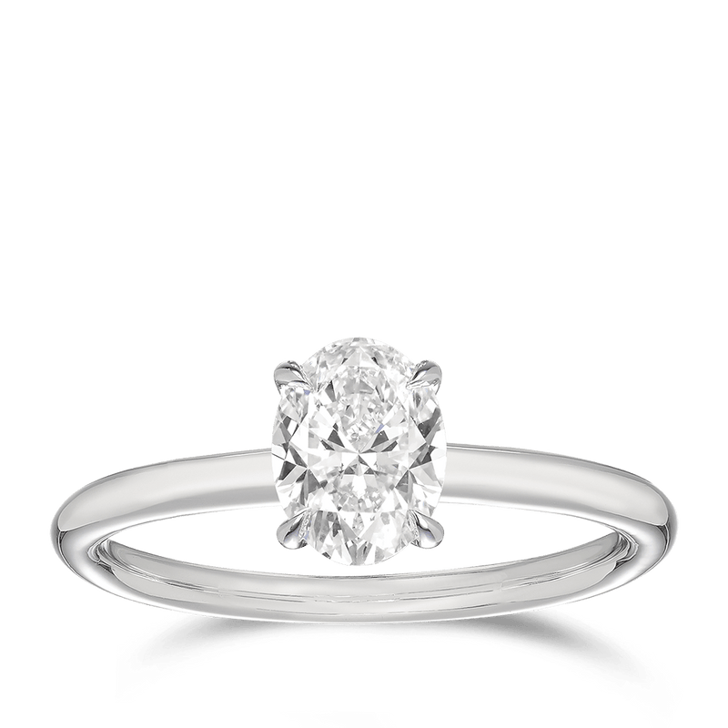 Raffiné 1.00 Carat Oval Solitaire Engagement Ring in 18ct White Gold Hardy Brothers