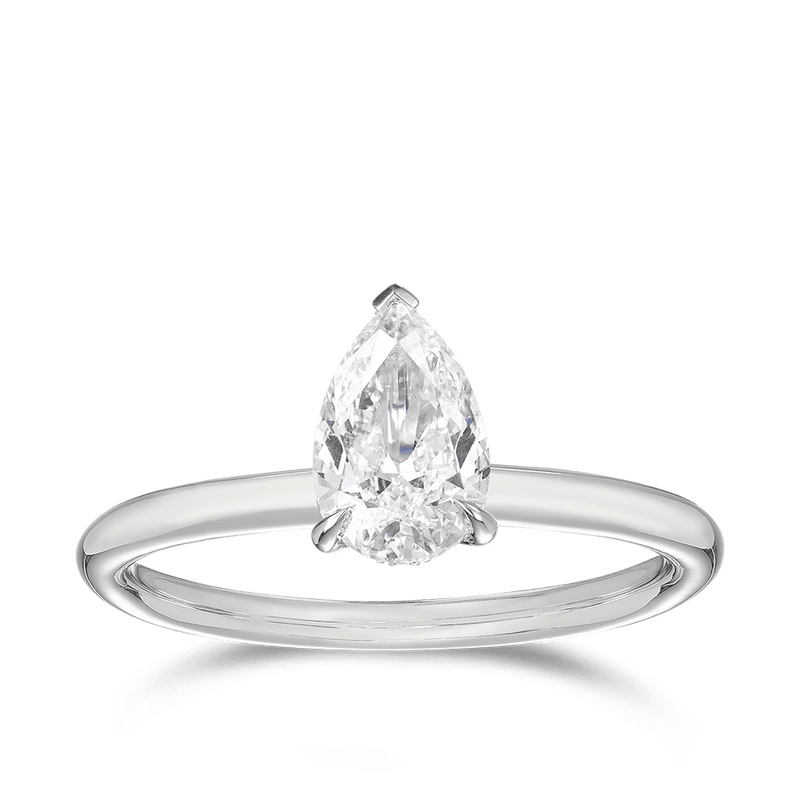 Raffiné 1.00ct Pear Cut Solitaire Engagement Ring in 18ct White Gold Hardy Brothers 