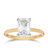 Raffiné 2.00 Carat Emerald Cut Solitaire Engagement Ring in 18ct Yellow Gold Hardy Brothers 