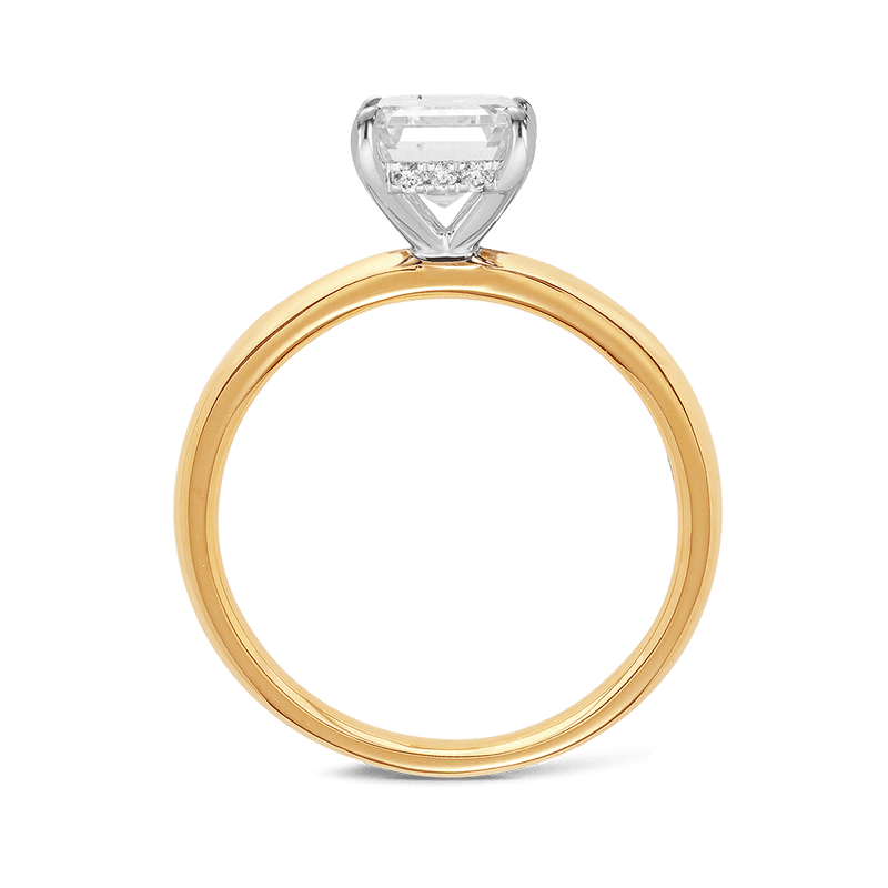 Raffiné 2.00 Carat Emerald Cut Solitaire Engagement Ring in 18ct Yellow Gold Hardy Brothers 