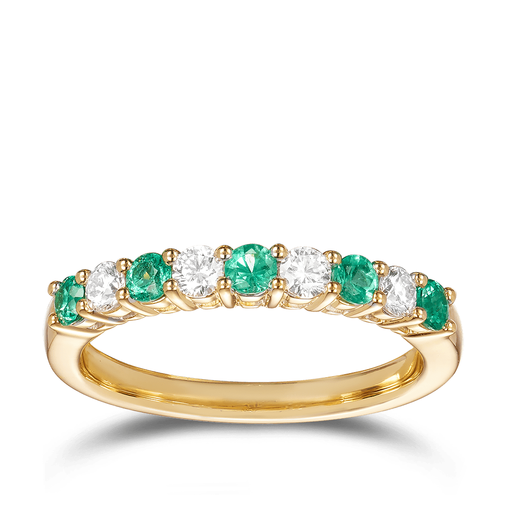 Yellow Gold Diamond and Emerald Dress Ring Hardy Brothers Jewellers