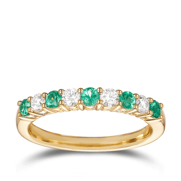 Yellow Gold Diamond and Emerald Dress Ring Hardy Brothers Jewellers