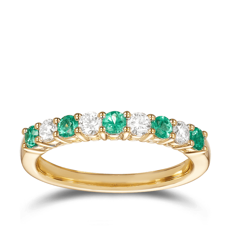 Yellow Gold Diamond and Emerald Dress Ring Hardy Brothers Jewellers