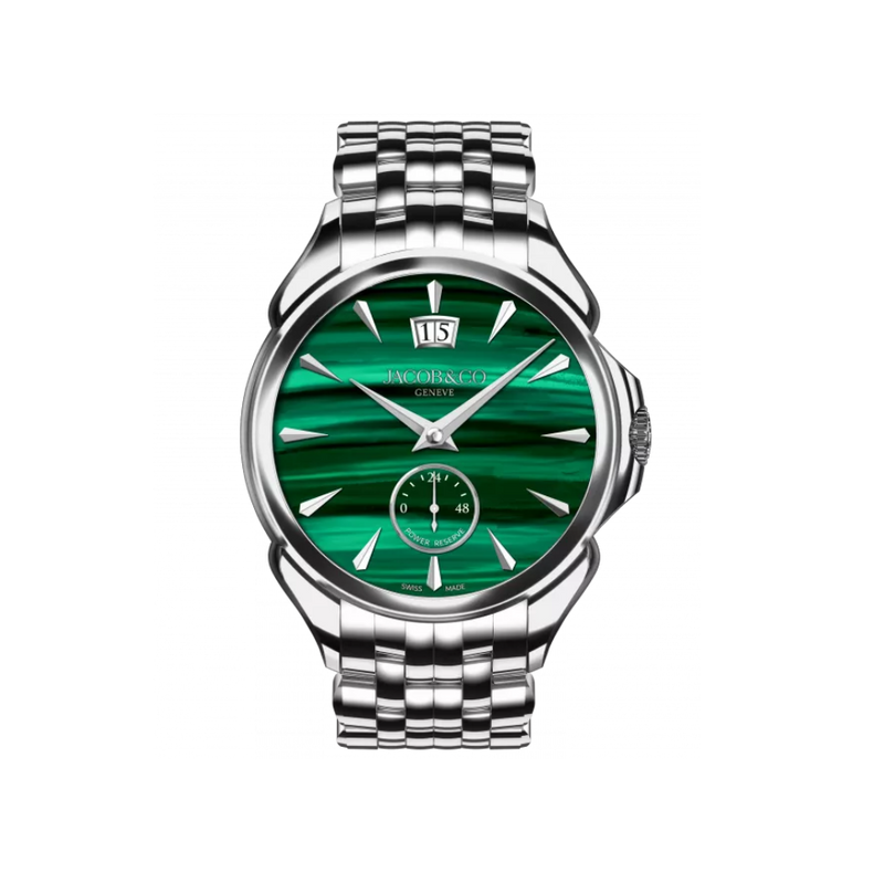 Hardy Brothers Jewellers Jacob & Co. Palatial Classic Manual Big Date Stainless Steel Malachite 42MM PC400.10.AA.AC.A10AA