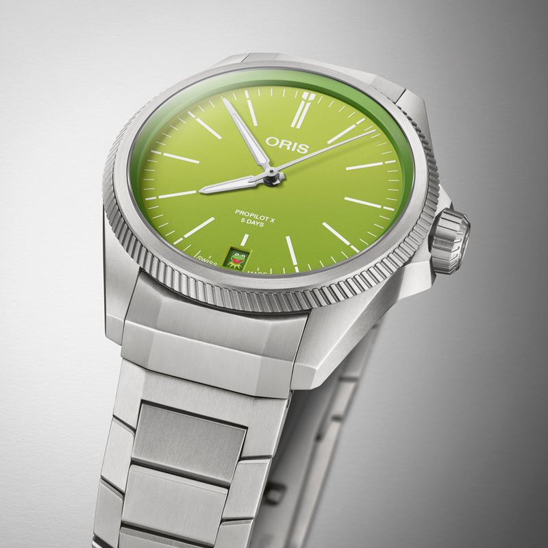 Oris ProPilot X Kermit Edition 39mm Green Dial Titanium Watch Hardy Brothers Jewellers