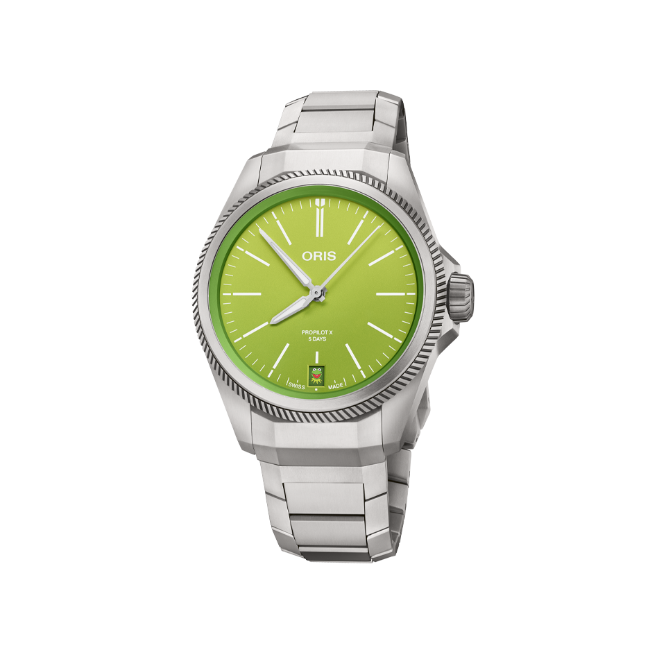 Oris ProPilot X Kermit Edition 39mm Green Dial Titanium Watch Hardy Brothers Jewellers