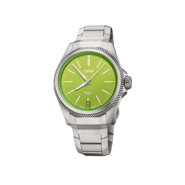 Oris ProPilot X Kermit Edition 39mm Green Dial Titanium Watch Hardy Brothers Jewellers