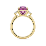 Oval Cut Pink Tourmaline and Diamond Ring made in 18ct Yellow Gold Hardy Brothers Jewellers