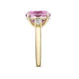 Oval Cut Pink Tourmaline and Diamond Ring made in 18ct Yellow Gold Hardy Brothers Jewellers