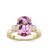 Oval Cut Pink Tourmaline and Diamond Ring made in 18ct Yellow Gold Hardy Brothers Jewellers