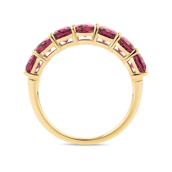 Oval Cut Rhodalite Garnet Half Eternity Band made in 18ct Yellow Gold Hardy Brothers Jewellers