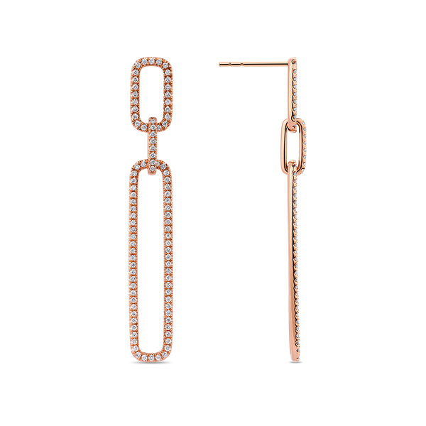 Paperclip Diamond Drop Earrings made in 18ct Rose Gold Hardy Brothers Jewellers