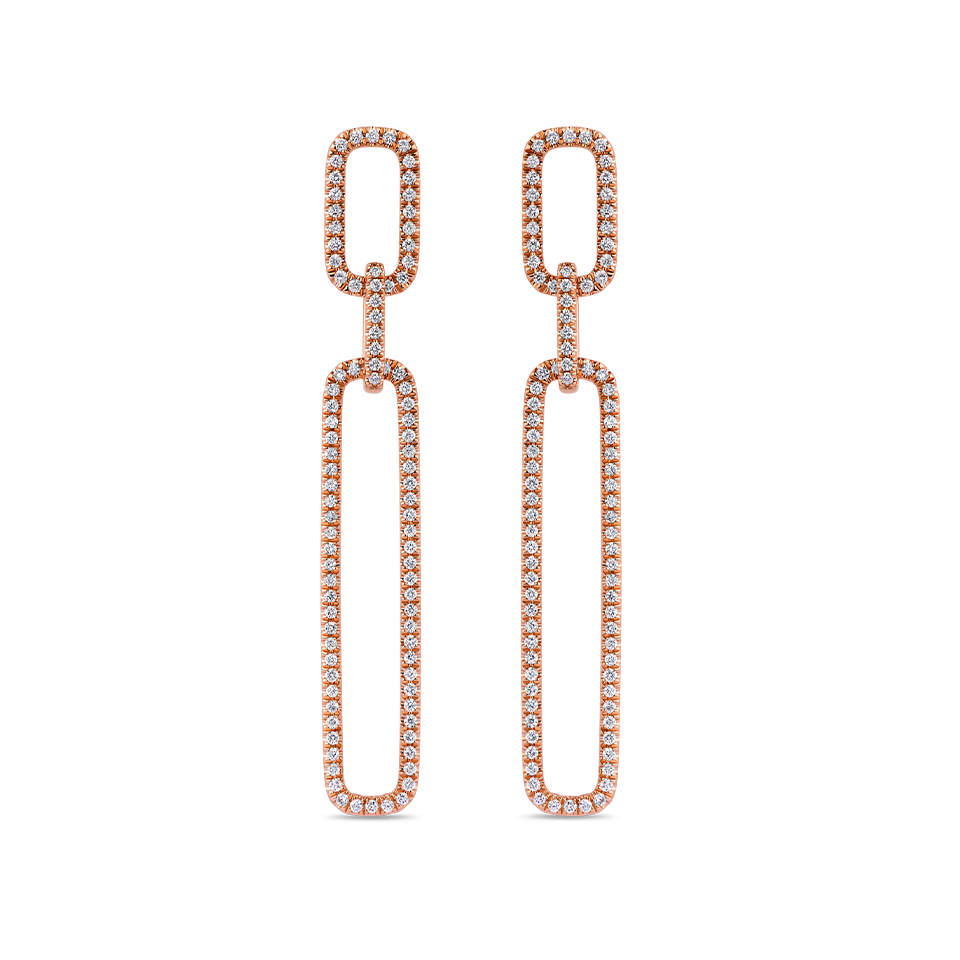 Paperclip Diamond Drop Earrings made in 18ct Rose Gold Hardy Brothers Jewellers
