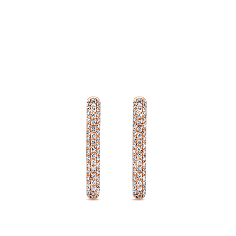Paperclip Pavé Set Diamond Huggie Earrings made in 18ct Rose Gold Hardy Brothers Jewellers