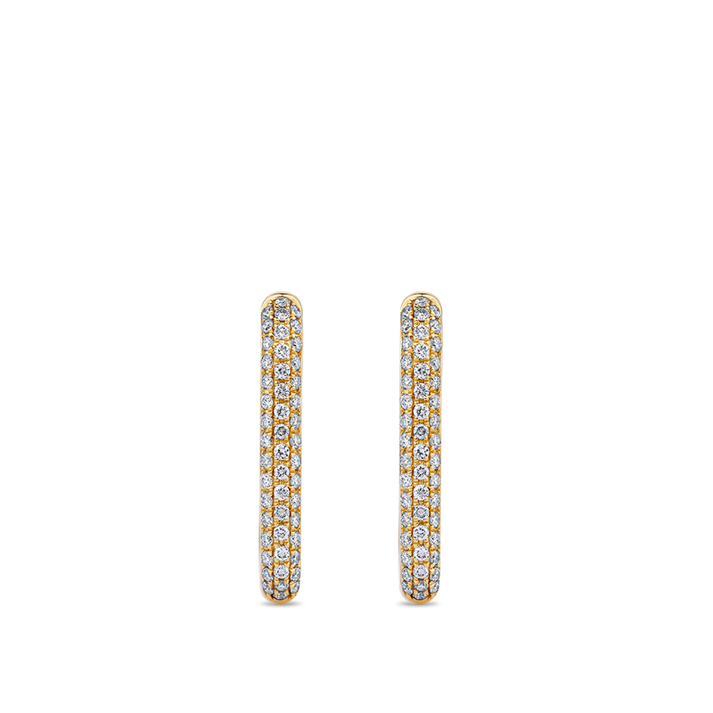 Paperclip Pavé Set Diamond Huggie Earrings made in 18ct Yellow Gold Hardy Brothers Jewellers