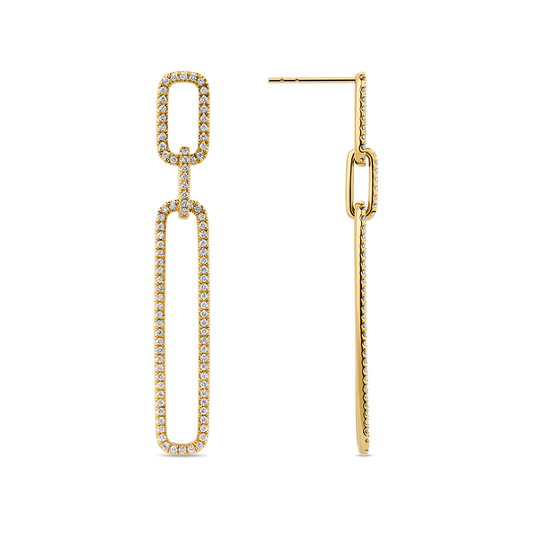 Paperclip Diamond Drop Earrings made in 18ct Yellow Gold Hardy Brothers Jewellers