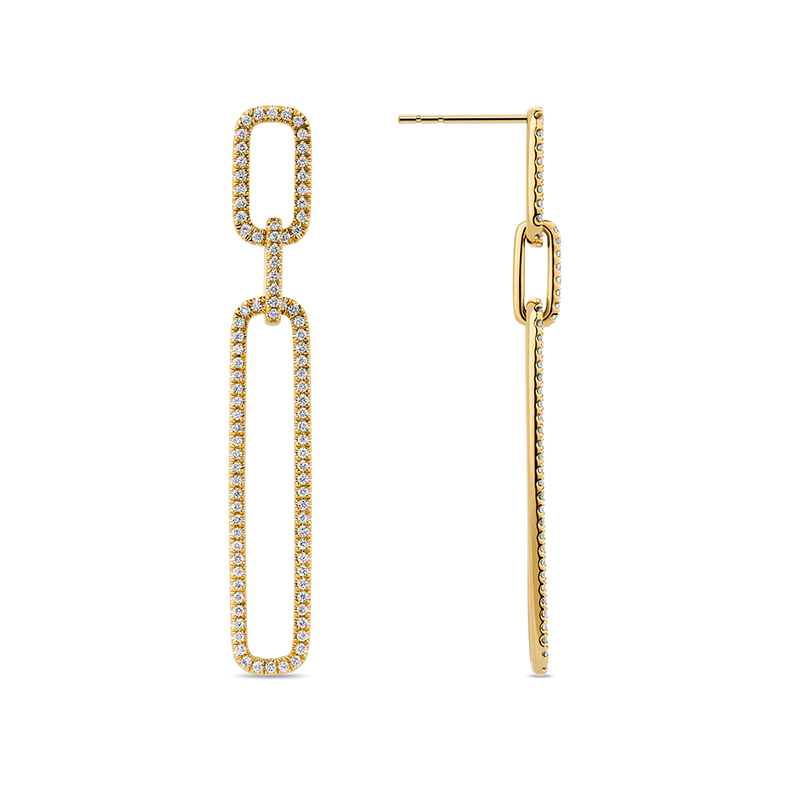 Paperclip Diamond Drop Earrings in 18ct Yellow Gold Hardy Brothers Jewellers