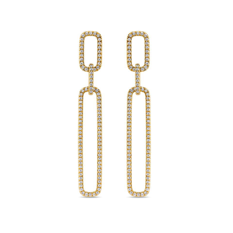 Paperclip Diamond Drop Earrings made in 18ct Yellow Gold Hardy Brothers Jewellers