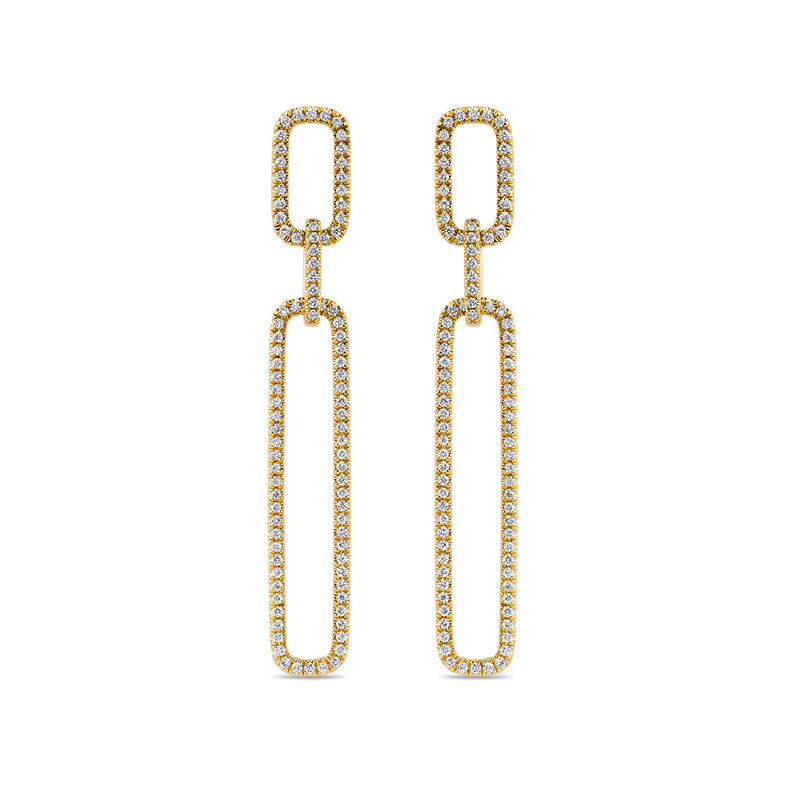 Paperclip Diamond Drop Earrings made in 18ct Yellow Gold Hardy Brothers Jewellers